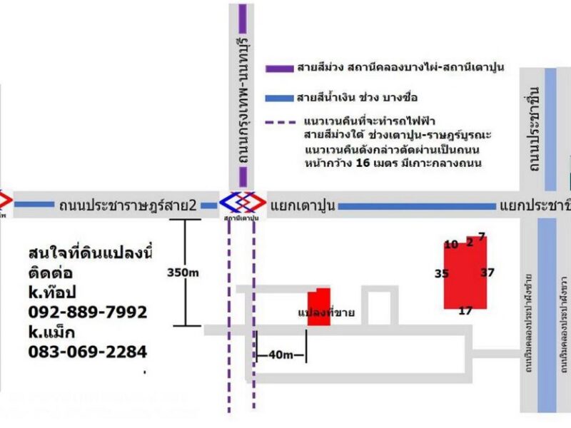 ขายที่ดิน ริมคลองประปา บางซื่อ เข้าซอยเพียง150เมตร ใกล้ ประชาราษฎร์สาย2