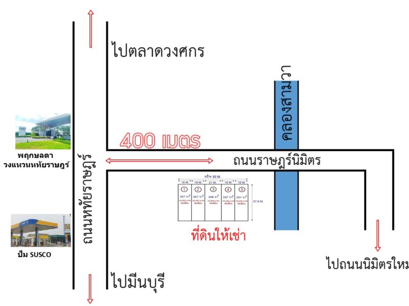 ที่ดินให้เช่า ถนนราษฎร์นิมิตร ถนนหทัยราษฎร์ คลองสามวา กรุงเทพฯ