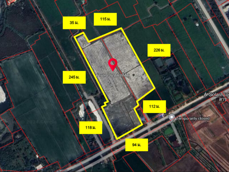 ขาย ที่ดิน ซอยร่วมใจ 2 บ้านงิ้ว สามโคก 28 ไร่ 54.7 ตร.วา เหมาะสร้างโกดัง โรงงาน ทำจัดสรร