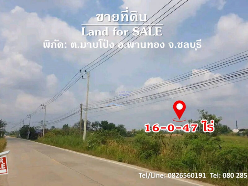 ขาย ที่ดิน สำหรับทำหมู่บ้านจัดสรร 16 ไร่ 47 ตรว ติดอยู่กับหมู่บ้าน เดอะแกรนด์ อมตะ ชลบุรี