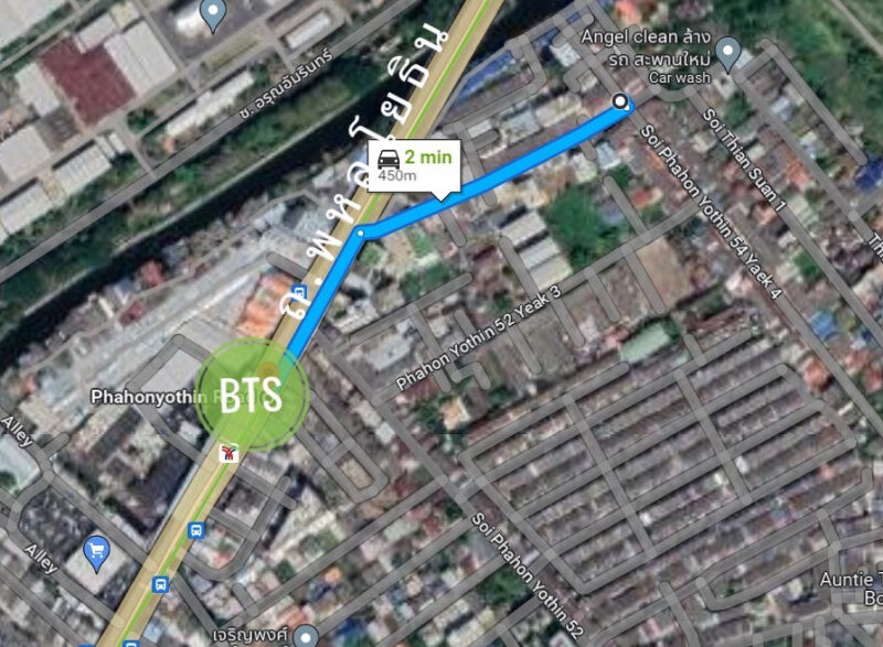 ขาย ที่ดิน ซ.พหลโยธิน 54 ขนาด 159 ตร.วา แปลงสี่เหลี่ยม ห่าง BTS สะพานใหม่ เพียง 450 เมตร