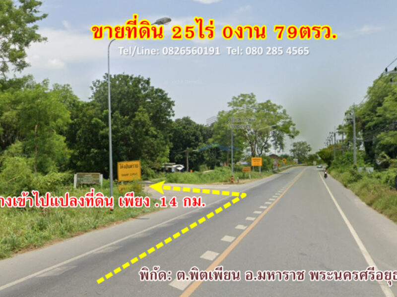 ขาย ที่ดิน เมืองกรุงเก่าพระนครศรีอยุธยา ขายที่ดินมรดกเจ้าคุณปู่ 25 ไร่ 79 ตรว ใกล้ถนนหลักเพียง 1.4กม.เท่านั้น