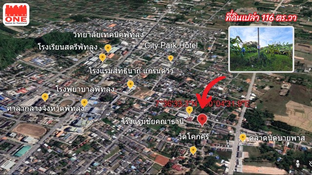 ที่ดินเปล่า ทำเลดี เเหล่งเศรษฐกิจเมืองพัทลุง ถนนพิเศษกิจ ซอยพิเศษกิจ1 ใกล้ตลาดนัดบายพาส เพียง 400 เมตร
