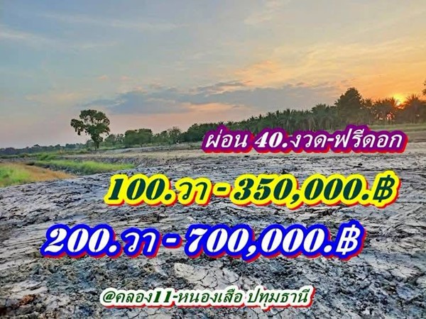 ไม่มีเงินก้อนก็ผ่อนชิวล์-ที่คลอง11หนองเสือ-ที่ดินเงินผ่อน-ผ่อนที่-ฟรีดอกเบี้ย- T.062-1574449