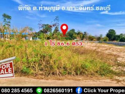 ขาย ที่ดิน ใกล้ถนน 331 เพียง 1.3 กม. เท่านั้น ที่ดินถมแล้ว เกาะจันทร์ ชลบุรี 1 ไร่ 86.6 ตรว .พร้อมกำแพงกั้นแบ่งเขต