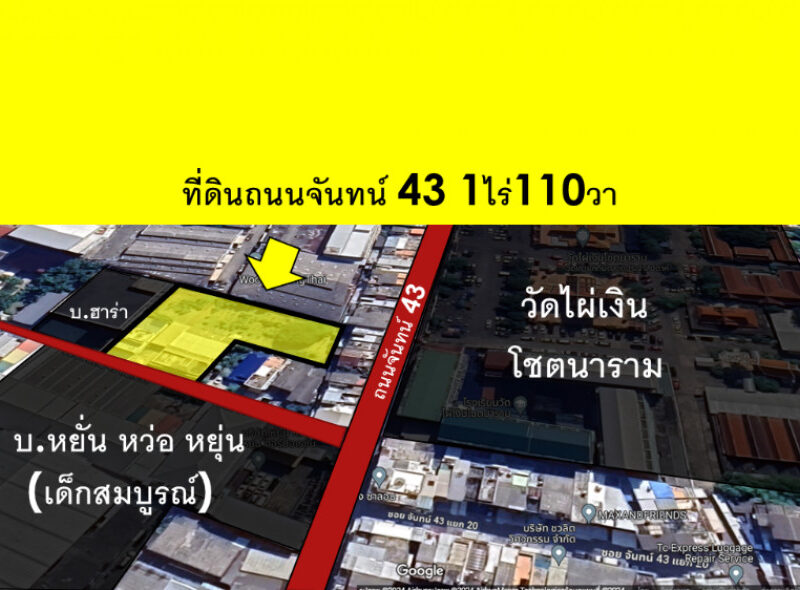 ขายที่ดินพร้อมสิ่งปลูกสร้าง 530 ตารางวา ถนนจันทน์