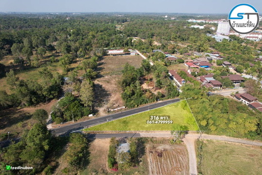 ที่ดินโซน ม.อุบล 316 ตรว. หน้ากว้างติดลาดยาง 78 เมตร