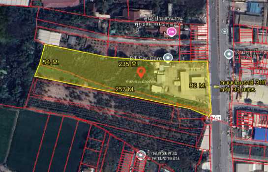 ขายที่ดิน 9 ไร่ 0 งาน 11 ตร.ว. ติดถนนปทุมธานี 3111 ใกล้โลตัสปทุมธานี