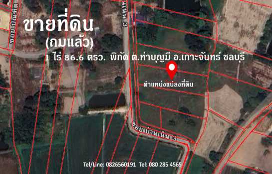 ขาย ที่ดิน ใกล้ถนน 331 เพียง 1.3 กม. เท่านั้น ที่ดินถมแล้ว เกาะจันทร์ ชลบุรี 1 ไร่ 86.6 ตรว .พร้อมกำแพงกั้นแบ่งเขต