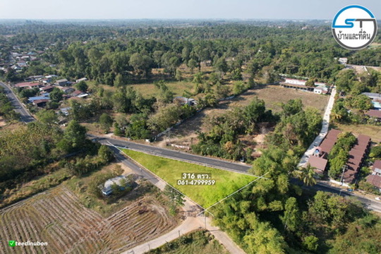 ที่ดินโซน ม.อุบล 316 ตรว. หน้ากว้างติดลาดยาง 78 เมตร