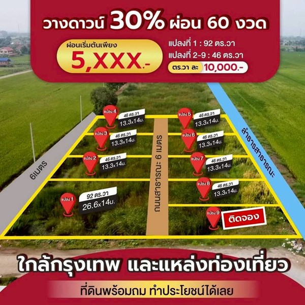 ผ่อนที่ฟรีดอก-ถมดินฟรี-ที่ดินโซนตะวันออกแปลงเล็กแปดริ้ว-T.062-1574449