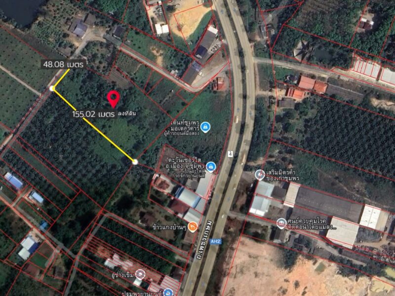 ขายที่ดินเมืองชุมพร 7 ไร่ ผังเมืองสีชมพู ใกล้ถนนเพชรเกษม เหมาะจัดสรร-ทำโครงการ