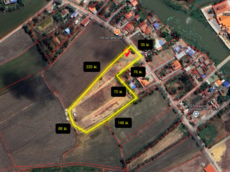 ขายถูกมาก ที่ดิน ต.รางจรเข้ อ.เสนา 9 ไร่กว่า ใกล้ ถ.ธรรมสิทธิ์เสนาแค่ 4.4 กม. CC