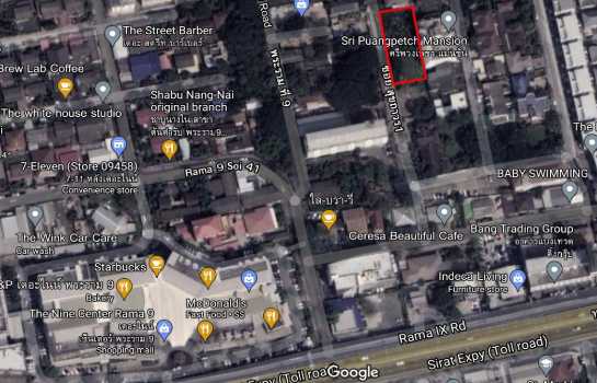 ที่ดินให้เช่า ขนาด 216 ตารางวา พระราม 9 ซอย 41 หลังเดอะไนน์ ไลน์ไอดี @bird888