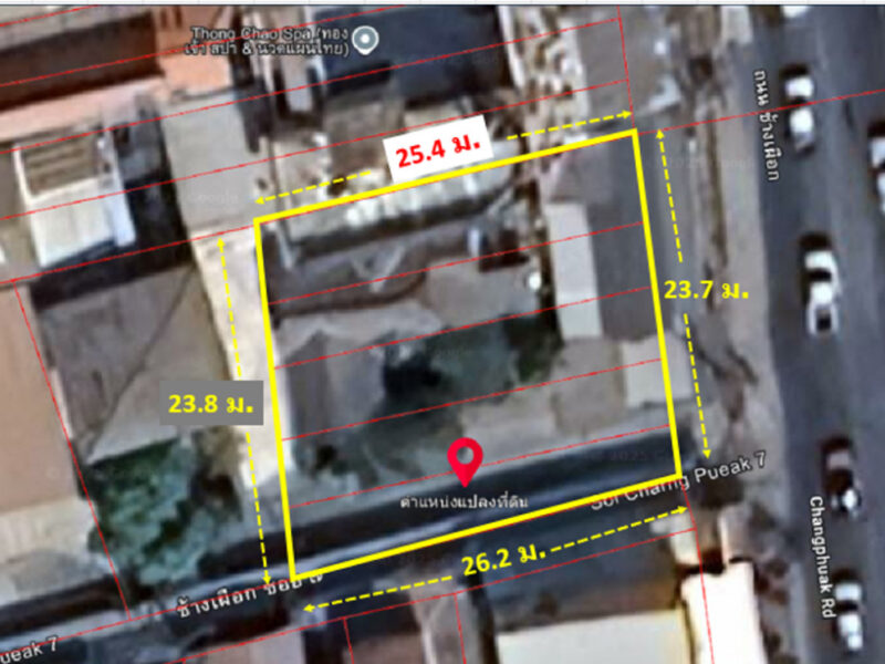 ขาย ที่ดิน ทำเลทองใจกลางเมืองโคราช ติดถนนช้างเผือก เนื้อที่ 1 งาน 51 ตรว ผังเมืองสีชมพูประเภทชุมชน ย่านเศรษฐกิจสำคัญของโคราช
