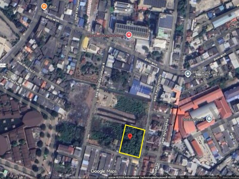 🚩 ขาย ที่ดิน 1 ไร่ แปลงหัวมุม ถนนจักกะพาก ตรงข้ามโรงพยาบาลสมุทรปราการ เข้าซอยเพียง 180 เมตร