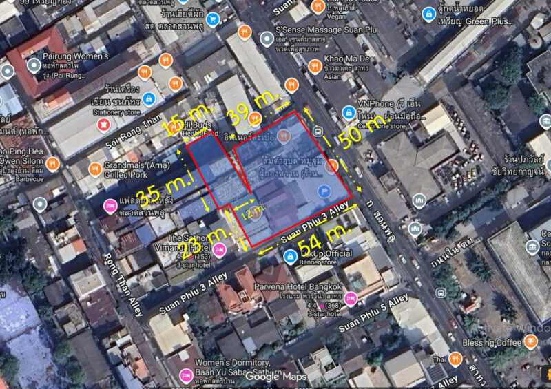 ขาย ที่ดิน สาทร 3 สวนพลู เนื้อที่ 1 ไร่ 2 งาน 55.5 ตรว