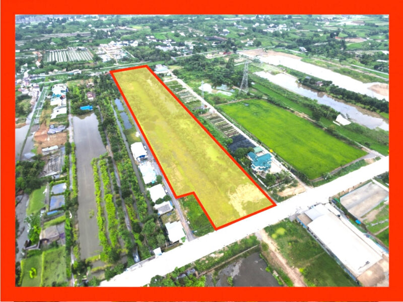 ขาย ที่ดิน ติดถนนบ้านกล้วย-ไทรน้อย 19 ไร่กว่า เหมาะทำจัดสรร CC