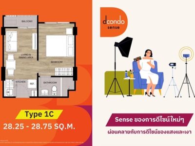 ขายดาวน์ Dcondo Sense บางแสน ราคาพิเศษ! 1 ห้องนอน 1 ห้องน้ำ ขนาด 28.25 ตร.ม. โทร 093-1681685