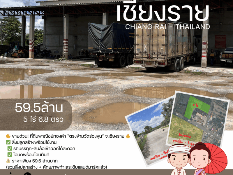 ขายด่วน ที่ดินพาณิชย์ทองคำ ตรงข้ามวัดร่องขุ่น จ.เชียงราย