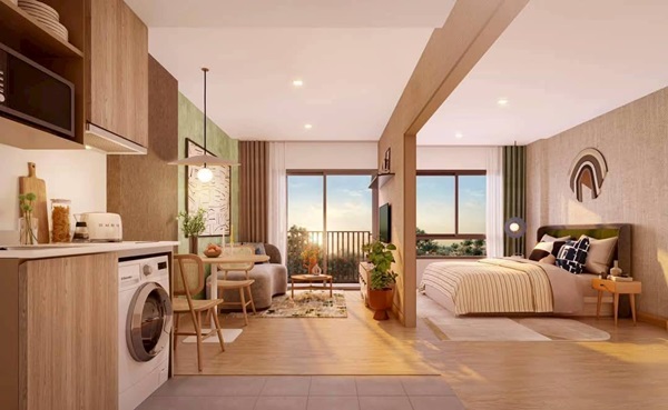 ขายดาวน์คอนโดใหม่ dcondo sense Bangsaen ราคาพิเศษ วิวสระ แต่งครบ พร้อมเฟอร์นิเจอร์ ชั้น 4 อาคาร B โทร 093-1681685