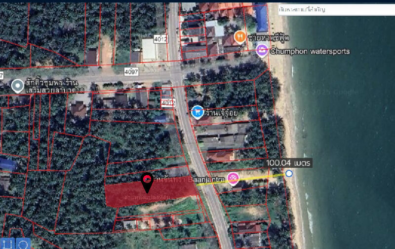 ขายที่ดินจังหวัดชุมพร ใกล้ทะเลเพียง 100 เมตร