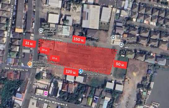 ที่ดิน 3-2-84 ไร่ ซ.วัดเวฬุวนาราม 7 ดอนเมือง แปลงมุม ติดถนนทุกด้าน