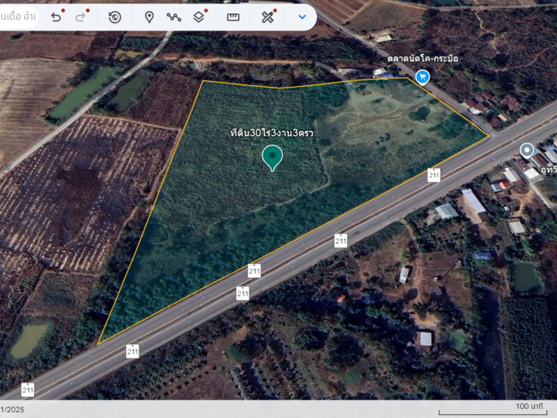 ✅ขายที่ดิน 30ไร่3งาน3ตรว. ถมแล้ว พื้นที่สีเขียว หน้าหว้าง 405ม. ถนนทางหลวงแผ่นดิน 211 หนองสองห้อง-ท่าบ่อ ตำบลบ้านเดื่อ อำเภอท่าบ่อ หนองคาย