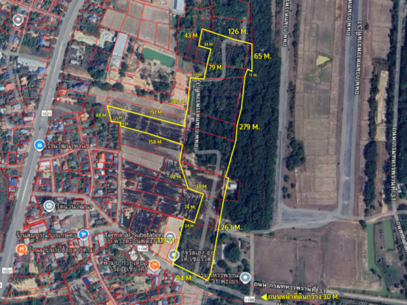 ขายที่ดิน 40 ไร่ 0 งาน 67.5 ตร.ว. ติดถนนหมายเลข 1186 ใกล้กรมทหารพรานที่ 31 พะเยา