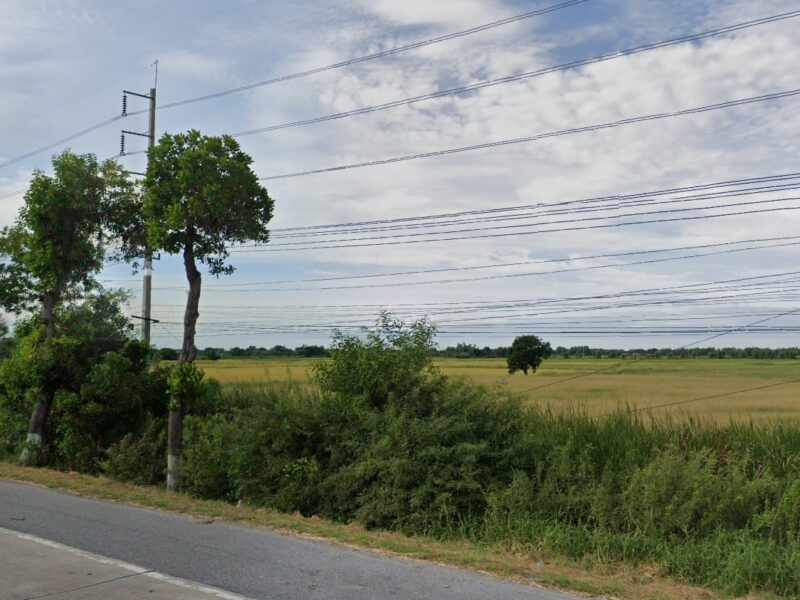 ✅ขายที่ดิน 76ไร่ พื้นที่สีม่วง หน้ากว้าง 330ม. ถนน340 บางบัวทอง-สุพรรณบุรี กม.51 ตำบล องครักษ์ อำเภอบางปลาม้า สุพรรณบุรี