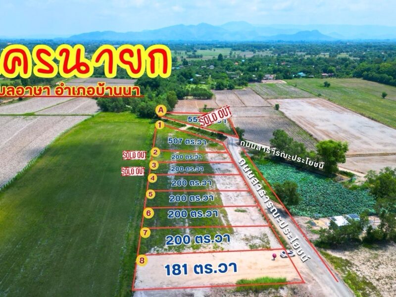 ขายที่ดินนครนายก ทำเลดี วิวเขา วิวทุ่งนา ต.อาษา อ.บ้านนา