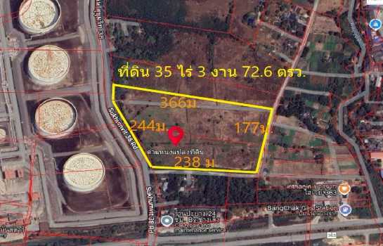 ขาย ที่ดิน มาบตาพุด ติดถนนสุขุมวิท 38 จ.ระยอง 35 ไร่ 3 งาน 72.6 ตรว ..