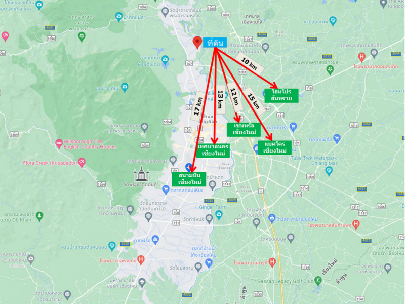 ขายที่ดิน แม่ริม เชียงใหม่ น้ำไม่ท่วม ใกล้วัดดอนแก้ว 398 ตร.ว.