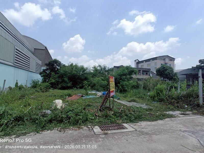 ขายที่ดินผังสีม่วง 94 ตรว ติดถนนสาธารณะ ถมแล้ว ซ.นวนทอง 9 ต.อ้อมน้อย อ.กระทุมแบน จ.สมุทรสาคร