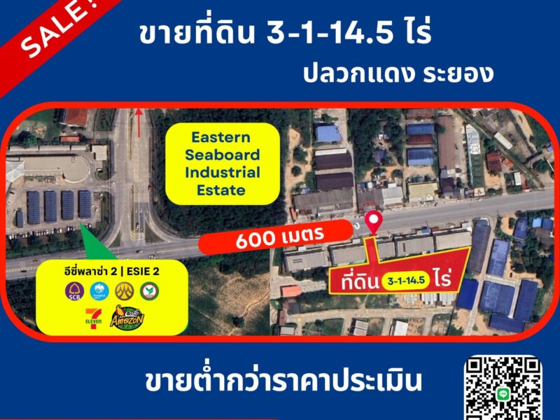 ขายด่วน ขายที่ดินต่ำกว่าราคาประเมิน ที่ดินติดริมถนนปลวกแดง เส้นLG