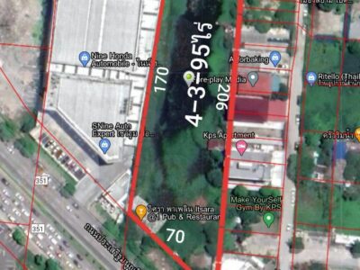 ขายที่ดิน 4-3-95ไร่ ติดถนนเกษตรนวมินทร์ ใกล้ถนนเลียบทางด่วนเอกมัยรามอินทรา ทำเลดี