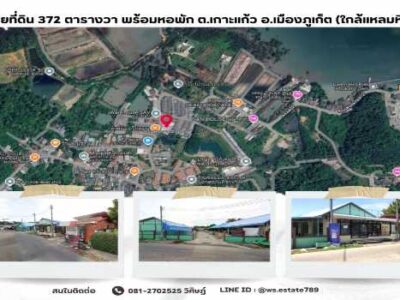 ขายที่ดินเนื้อที่ 372 ตารางวา พร้อมหอพัก ทำเลทอง ต.เกาะแก้ว อ.เมืองภูเก็ต (ใกล้แหลมหิน)