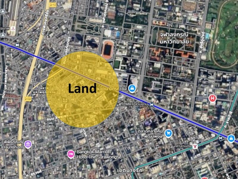 ด่วน ! ให้เช่าที่ดิน ติดถนนพระราม 4 พื้นที่สีแดง ใกล้ MRT สามย่าน