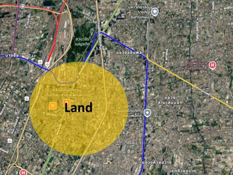 ขายที่ดินแปลงใหญ่ ใจกลางเมือง ย่านสะพานควาย-จตุจักร ใกล้ BTS สะพานควาย