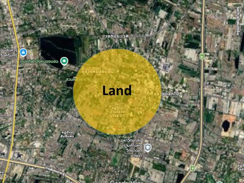 ขายที่ดินเปล่า เฉลิมพระเกียรติ ร.9 ซอย 28 ใกล้ MRT ศรีอุดม และโรงเรียนนานาชาติ
