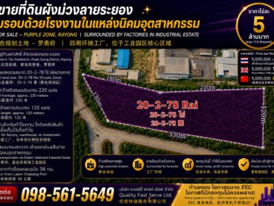 ขายที่ดินศักยภาพสูงปลวกแดงระยอง ผังม่วงทำเลทองในนิคมอุตสาหกรรม
