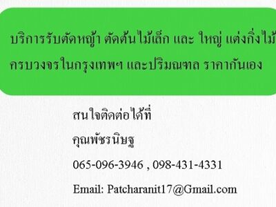 บริการรับตัดหญ้า ตัดต้นไม้เล็ก และ ใหญ่ แต่งกิ่งไม้ ครบวงจรในกรุงเทพฯ และปริมณฑล ราคากันเอง