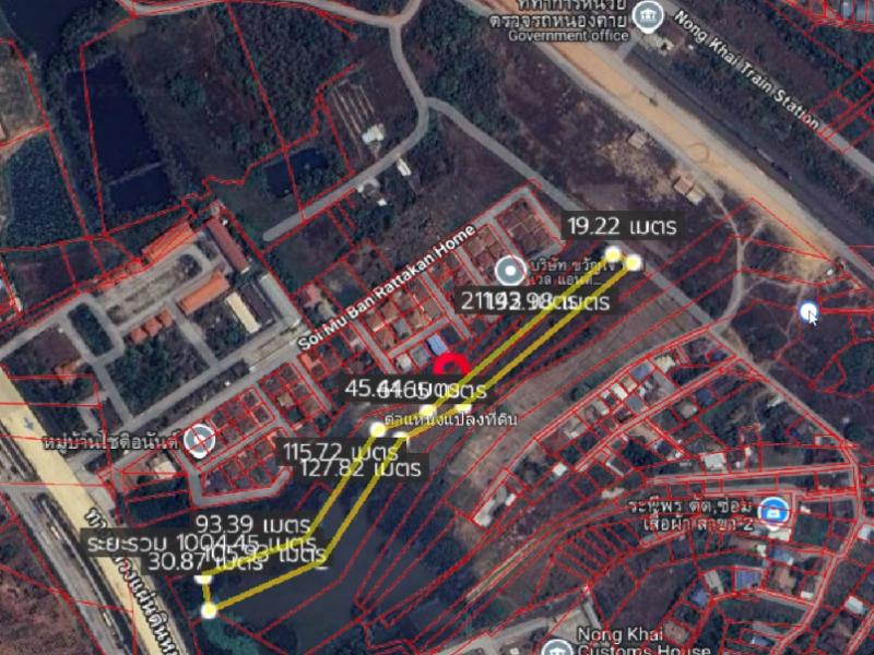 ที่ดินใกล้สะพานมิตรภาพไทย - ลาว แห่งที่ 1 อ.เมือง จ.หนองคาย เนื้อที่ 5 ไร่ 2 งาน 14.2 ต.ร.ว.