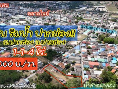 ขายที่ดินติดริมน้ำเมืองปากช่อง (1-1-4 ไร่.)วาล่ะ 22,000 บาท