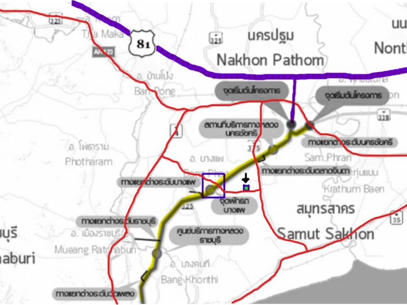 ขายที่ดิน อ.บ้านแพ้ว ใกล้จุดขึ้น-ลง M8 บางแพ เนื้อที่ 9 ไร่ 2งาน ติดถนนใหญ่สาย 3335 เชื่อมต่อนครปฐม-ราชบุรี 泰国曼谷西南潜力土地出售｜靠近未来 M8 高速公路｜9 莱 2 ngan｜售价 2,450 万泰铢
