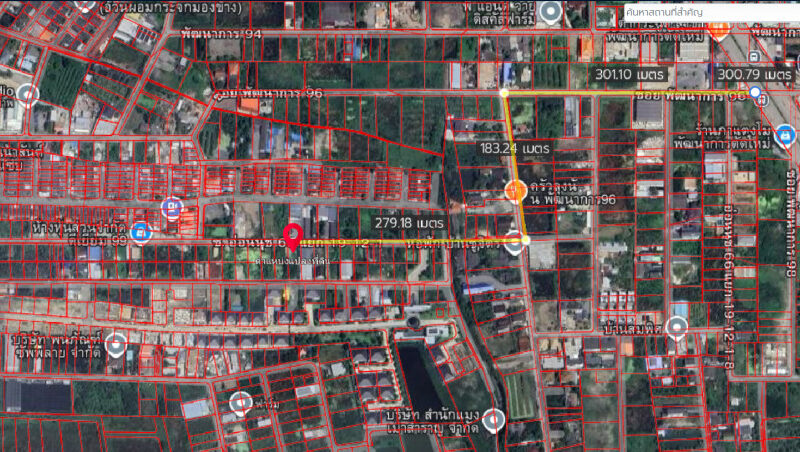 ขาย ที่ดิน ใกล้ อ่อนนุช พัฒนาการ ศรีนครินทร์ รูปเหลี่ยม ซอยพัฒนาการ96 89 ตรว เดินทางเข้า ทองหล่อ เพชรบุรีง่าย