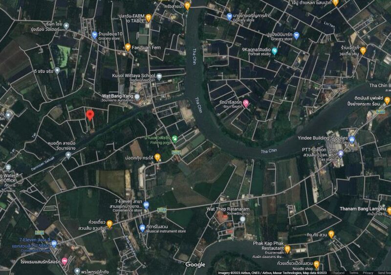 ที่ดินติดคลองดำเนินสะดวก ใกล้วัดบางยาง เขตเชื่อมต่อบ้านแพ้ว-กระทุ่มแบน