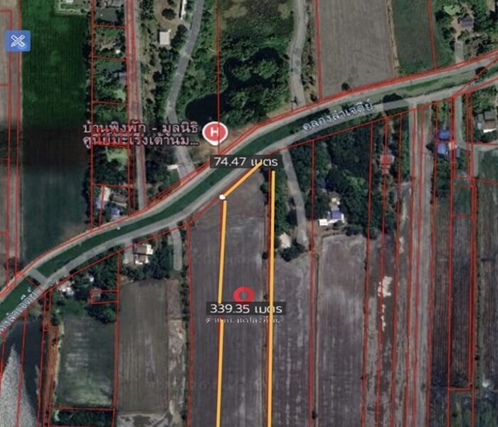 ขายที่ดิน ลำเจดีย์ หนองจอก เนื้อที่ 12 ไร่ ติดถนนเลียบคลองลำเจดีย์