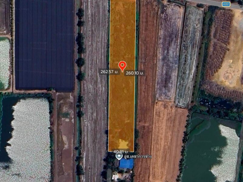 ขายด่วนที่ดินใกล้วัดไผ่หูช้าง 6-3-9 ไร่ ติดถนนลาดยางสาธารณะ บางเลน นครปฐม