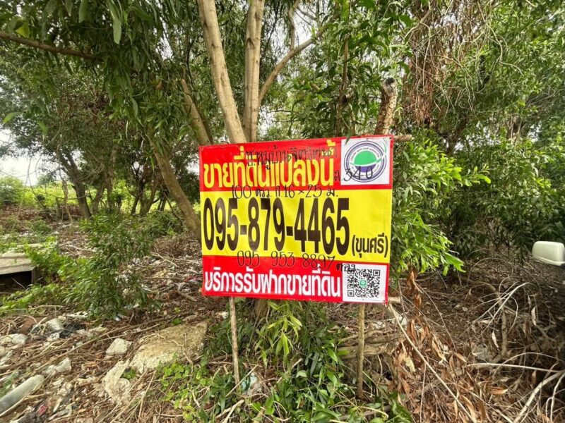 ขายที่ดิน 100 ตรว ติดถนนคอนกรีต ถมแล้ว ซ.หมู่บ้านจิตรัตนา บางบัวทอง นนทบุรี